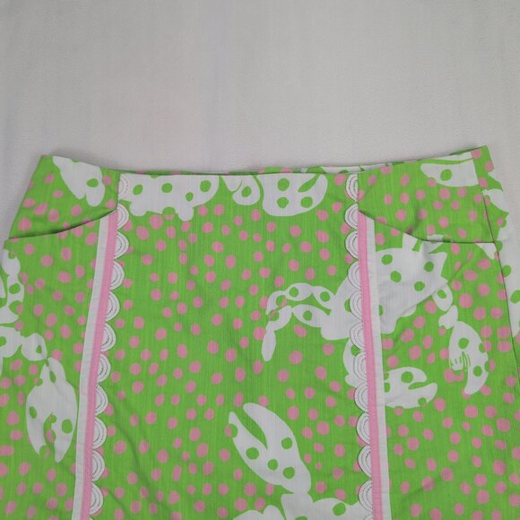 Lilly Pulitzer Green Pink Polka Dot Midi Skirt Size 6 - Picture 8 of 11